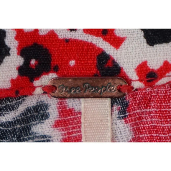 Free People Dress Women 2‎ Red Black Floral Twisted Waisted Pockets Boho Chic - Picture 3 of 12